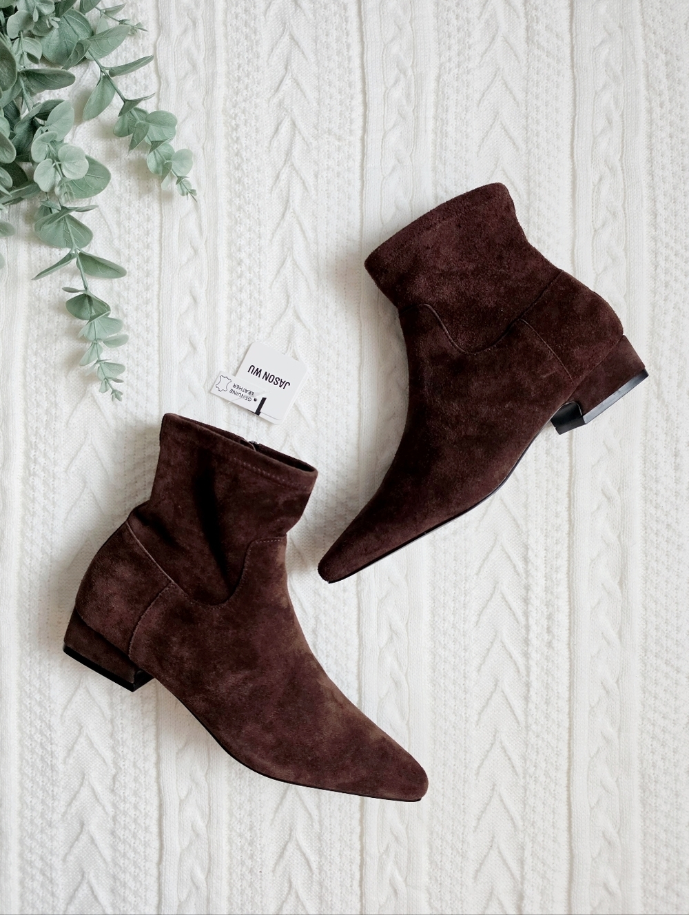 Jason Wu Genuine Leather Suede Ankle Boots Booties Pull On Zipper Brown NWT 10 - Picture 2 of 16